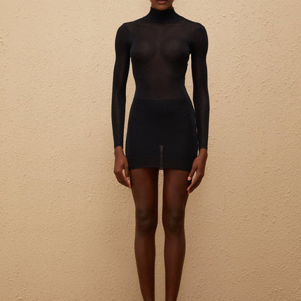 Adriana Dark Blue Knitted Mini Dress with Glitter Detailing