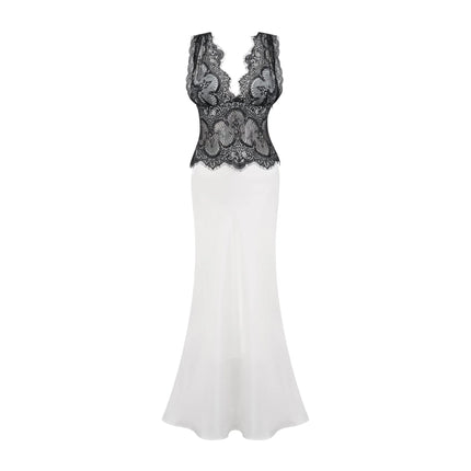 Adrianna White Lace Overlay Maxi Dress