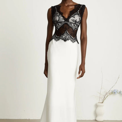 Adrianna White Lace Overlay Maxi Dress