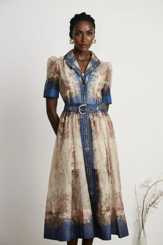 Aélis patternprint midi dress