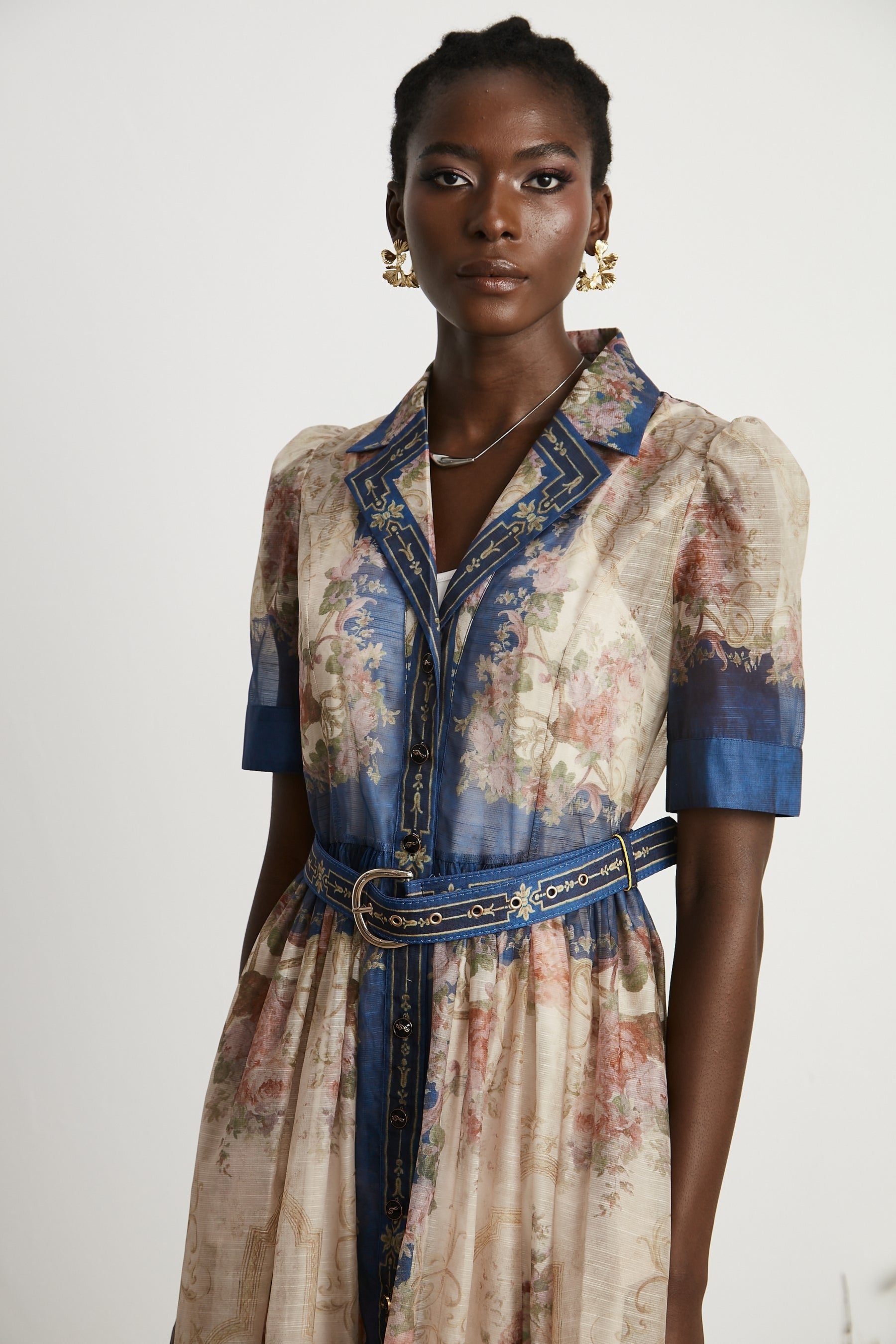 Aélis patternprint midi dress