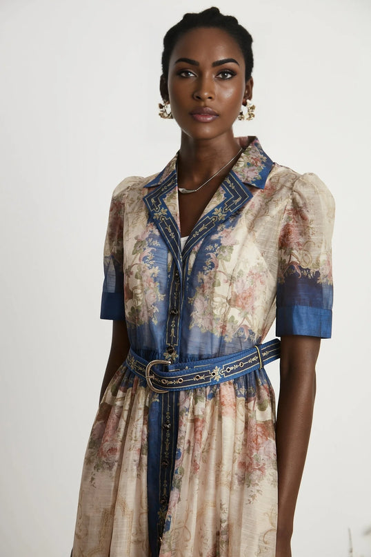 Aélis patternprint midi dress