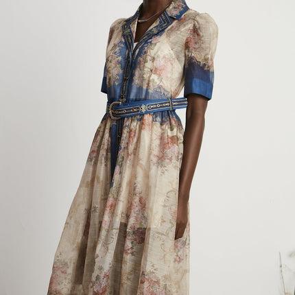 Aélis patternprint midi dress