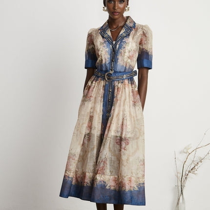 Aélis patternprint midi dress