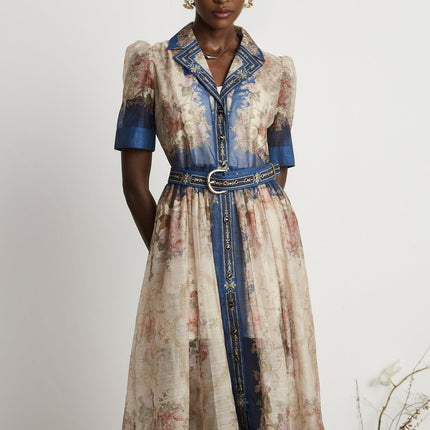 Aélis patternprint midi dress