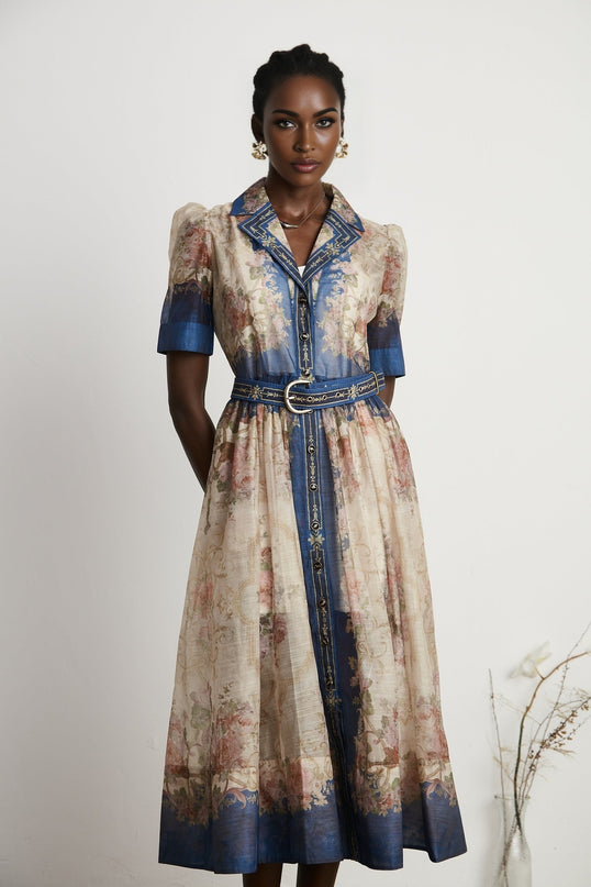 Aélis patternprint midi dress