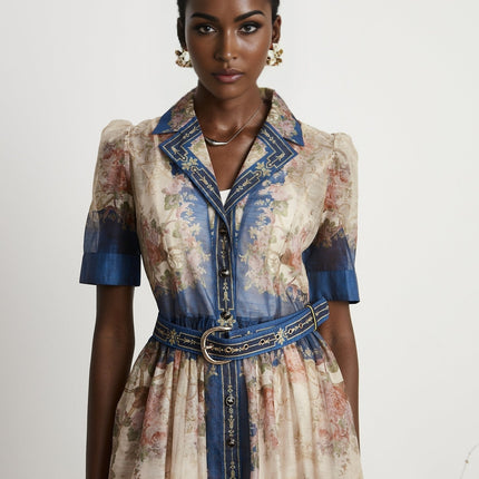 Aélis patternprint midi dress