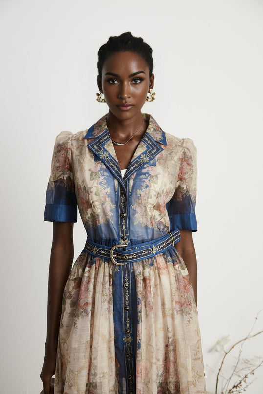 Aélis patternprint midi dress