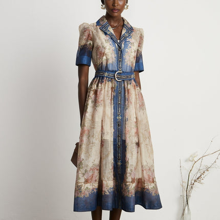 Aélis patternprint midi dress