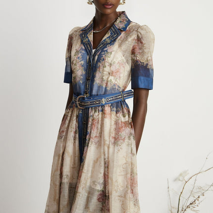 Aélis patternprint midi dress