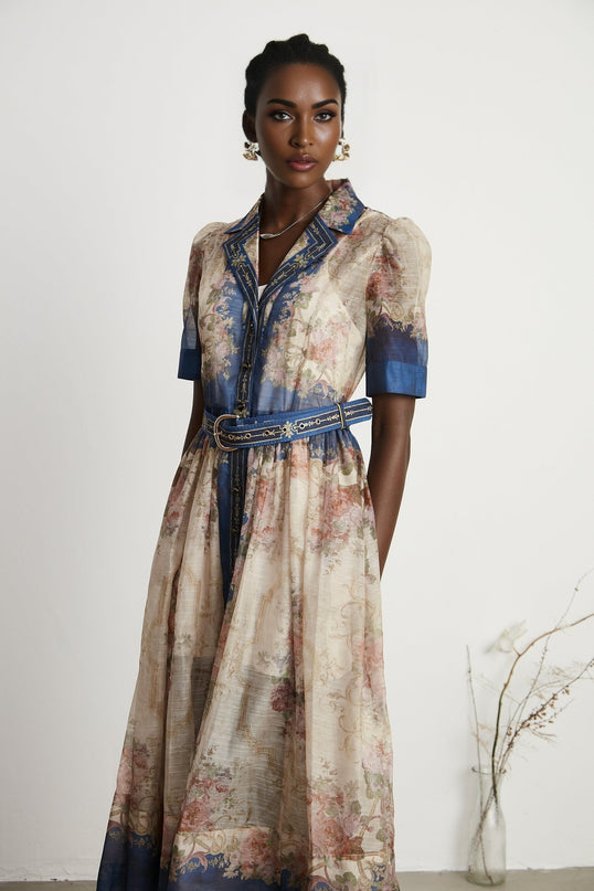 Aélis patternprint midi dress