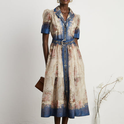 Aélis patternprint midi dress