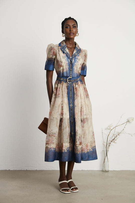 Aélis patternprint midi dress