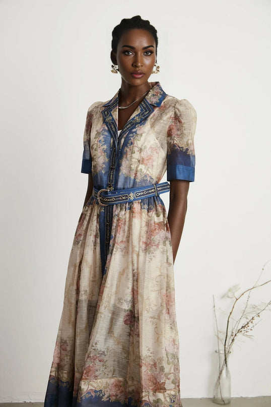 Aélis patternprint midi dress