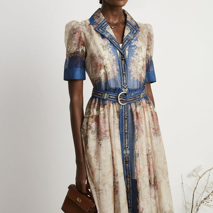 Aélis patternprint midi dress