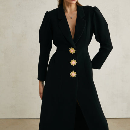 Aëlle black singlebreasted long coat