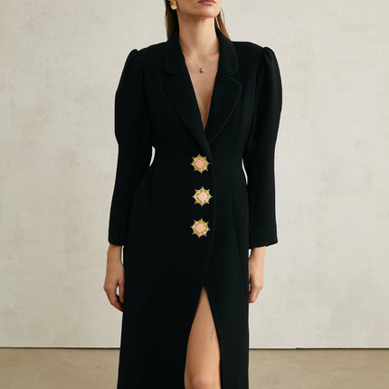 Aëlle black singlebreasted long coat