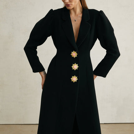 Aëlle black singlebreasted long coat