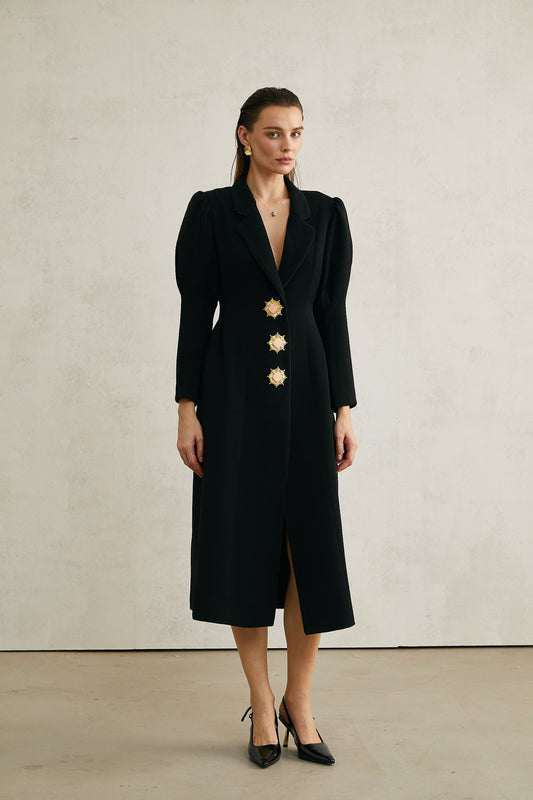Aëlle black singlebreasted long coat