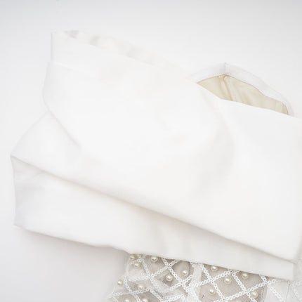 Agata White Sequin Embellished Off-Shoulder Midi Dress