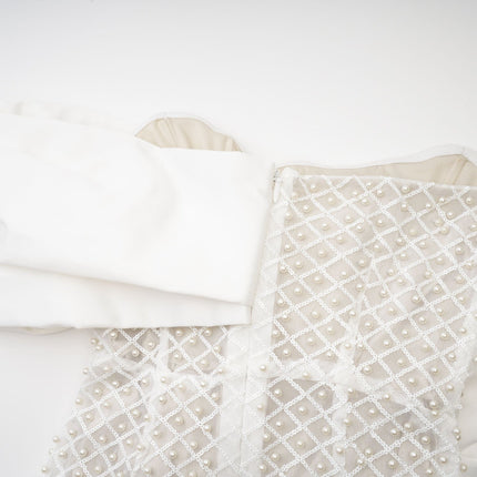 Agata White Sequin Off-Shoulder Midi Dress