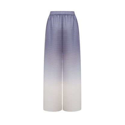 Agathe purple gradient wrinkled blouse  trousers matching set