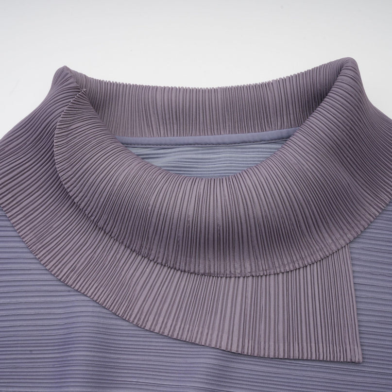 Agathe purple gradient wrinkled blouse  trousers matching set