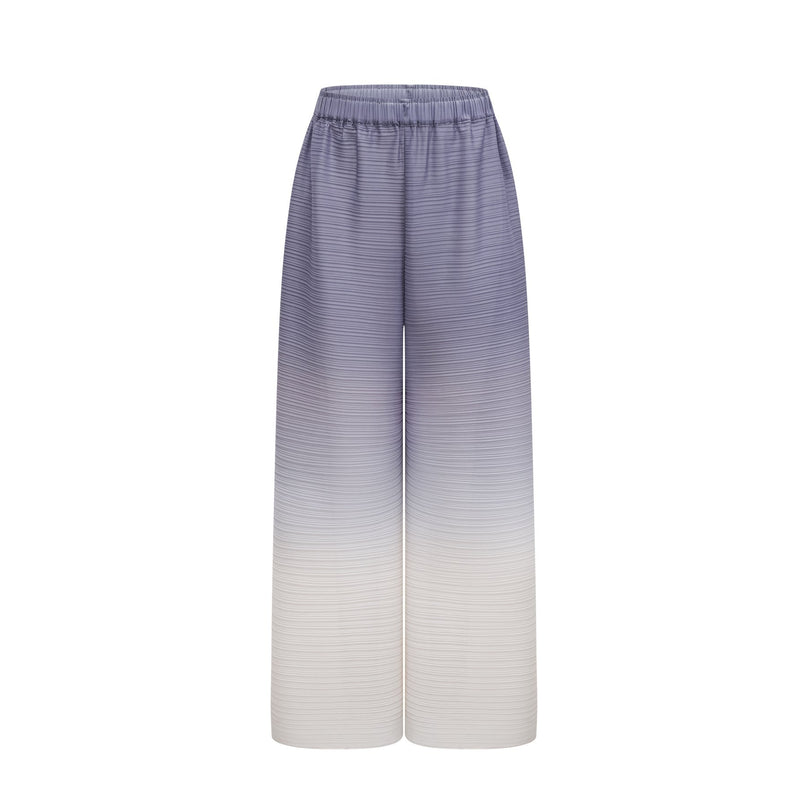 Agathe purple gradient wrinkled blouse  trousers matching set