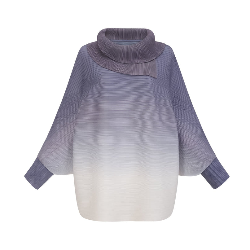 Agathe purple gradient wrinkled blouse  trousers matching set