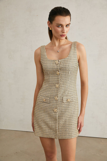 Agathe tweed scoopneck mini dress