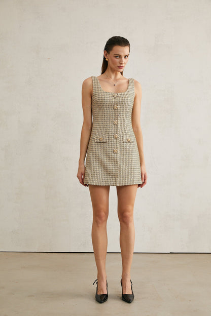 Agathe tweed scoopneck mini dress