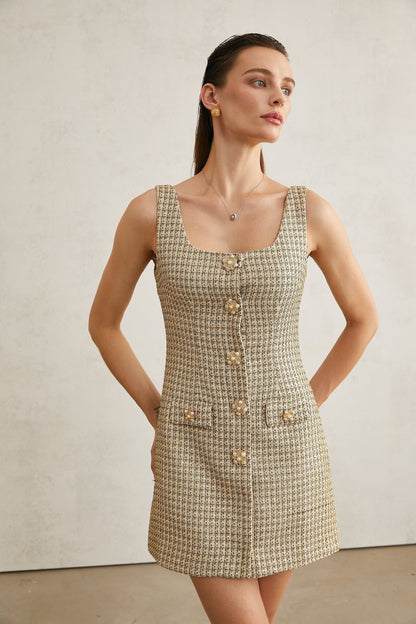 Agathe tweed scoopneck mini dress