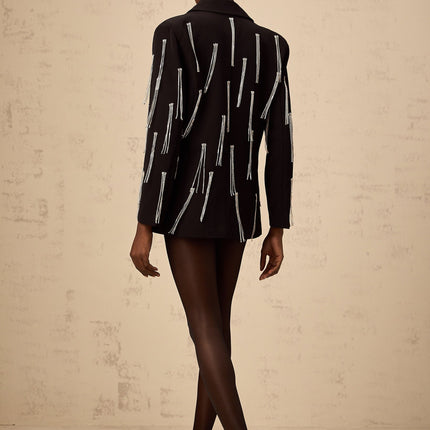 Agnolina Black Crystal Tassel Jacket Blazer