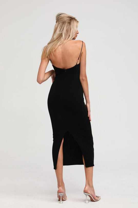 Ailbhe black bustier midi dress