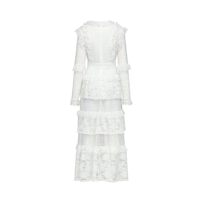 Aimée layered cutout lace embroidered midi dress