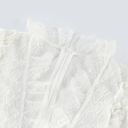 Aimée layered cutout lace embroidered midi dress