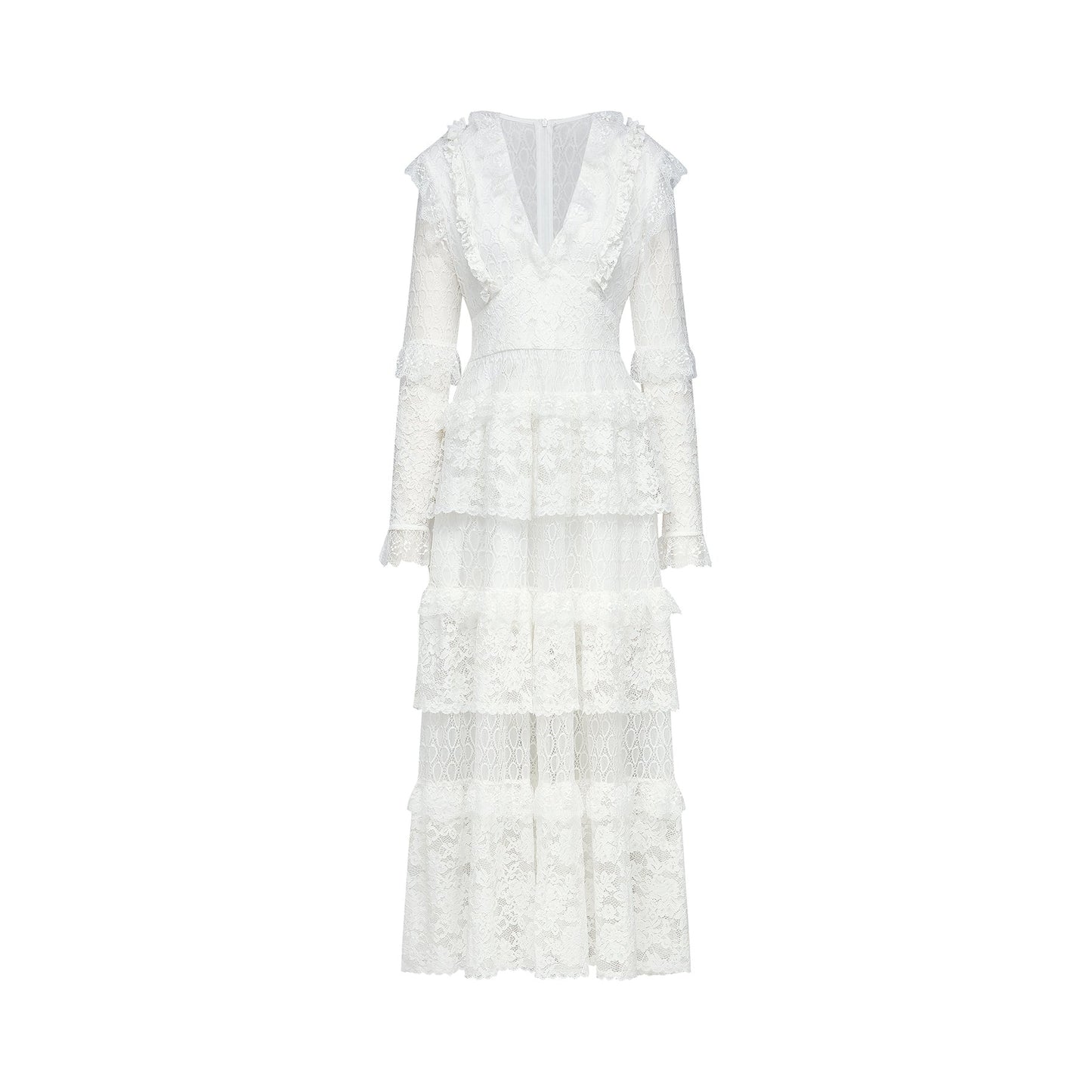 Aimée layered cutout lace embroidered midi dress