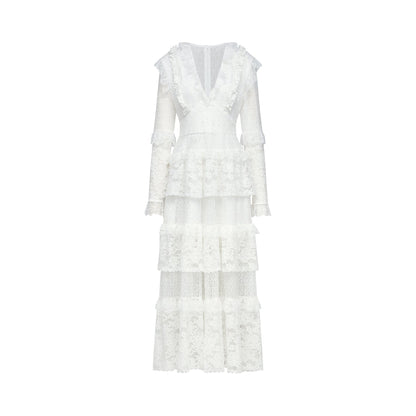 Aimée layered cutout lace embroidered midi dress