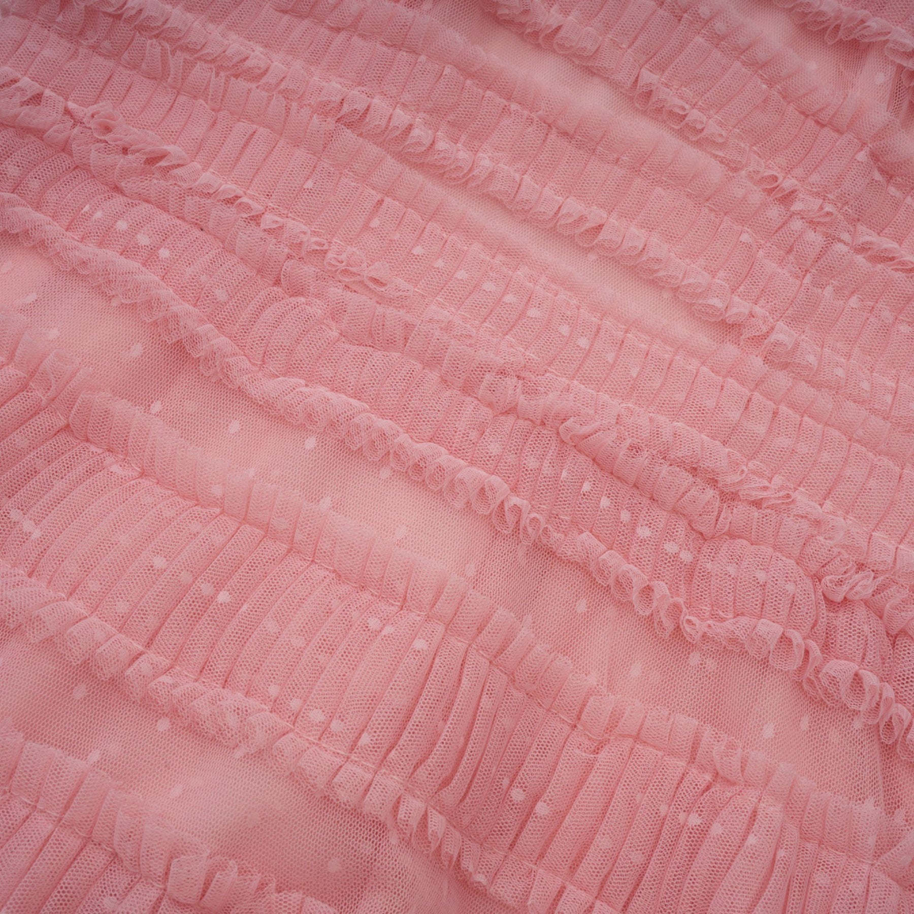 Aimée pink dotdetail ruffled tulle midi dress