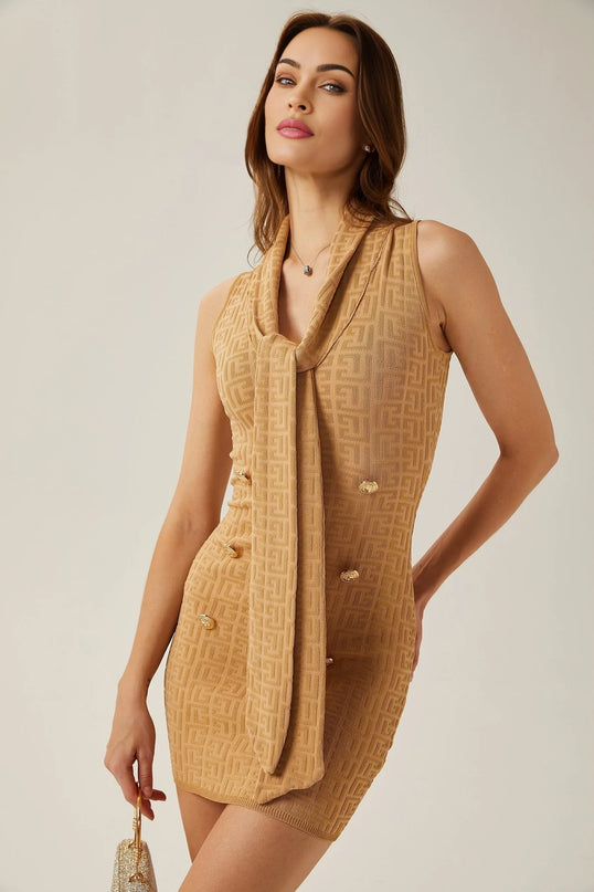 Aimée shawlcollar knitted mini dress
