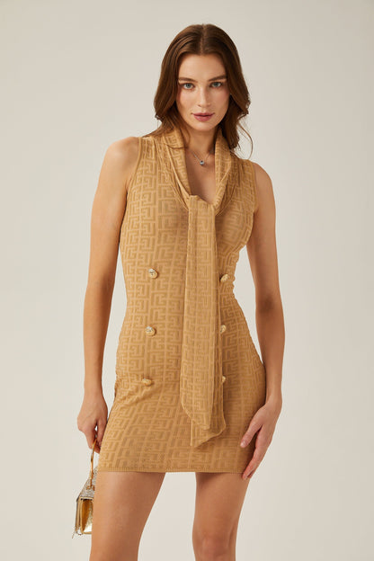 Aimée shawlcollar knitted mini dress