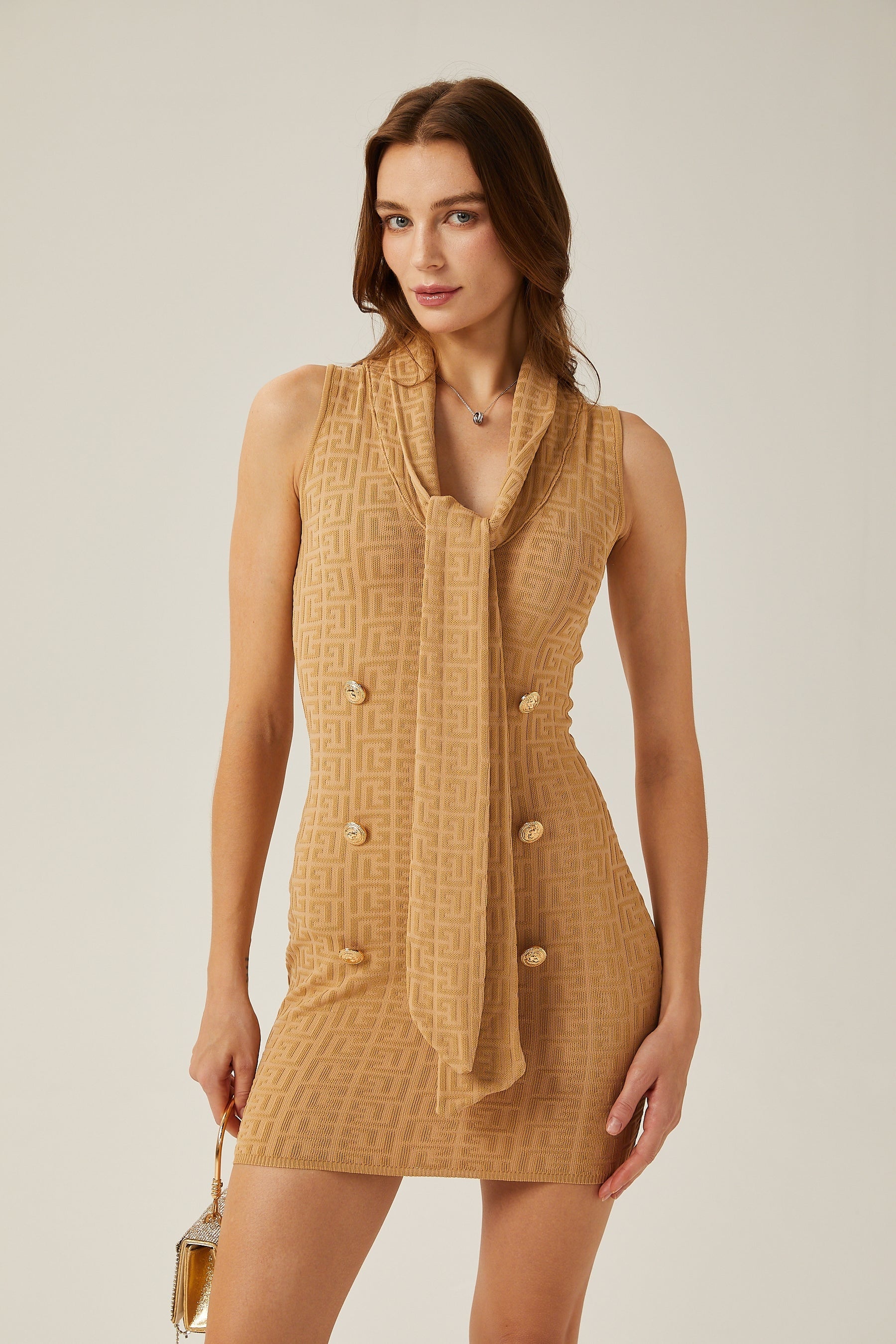 Aimée shawlcollar knitted mini dress