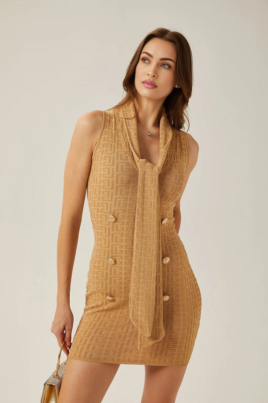 Aimée shawlcollar knitted mini dress