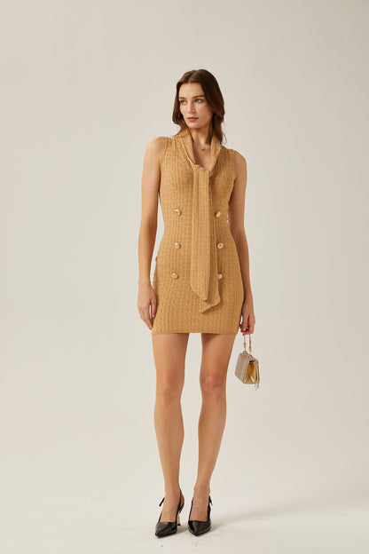 Aimée shawlcollar knitted mini dress