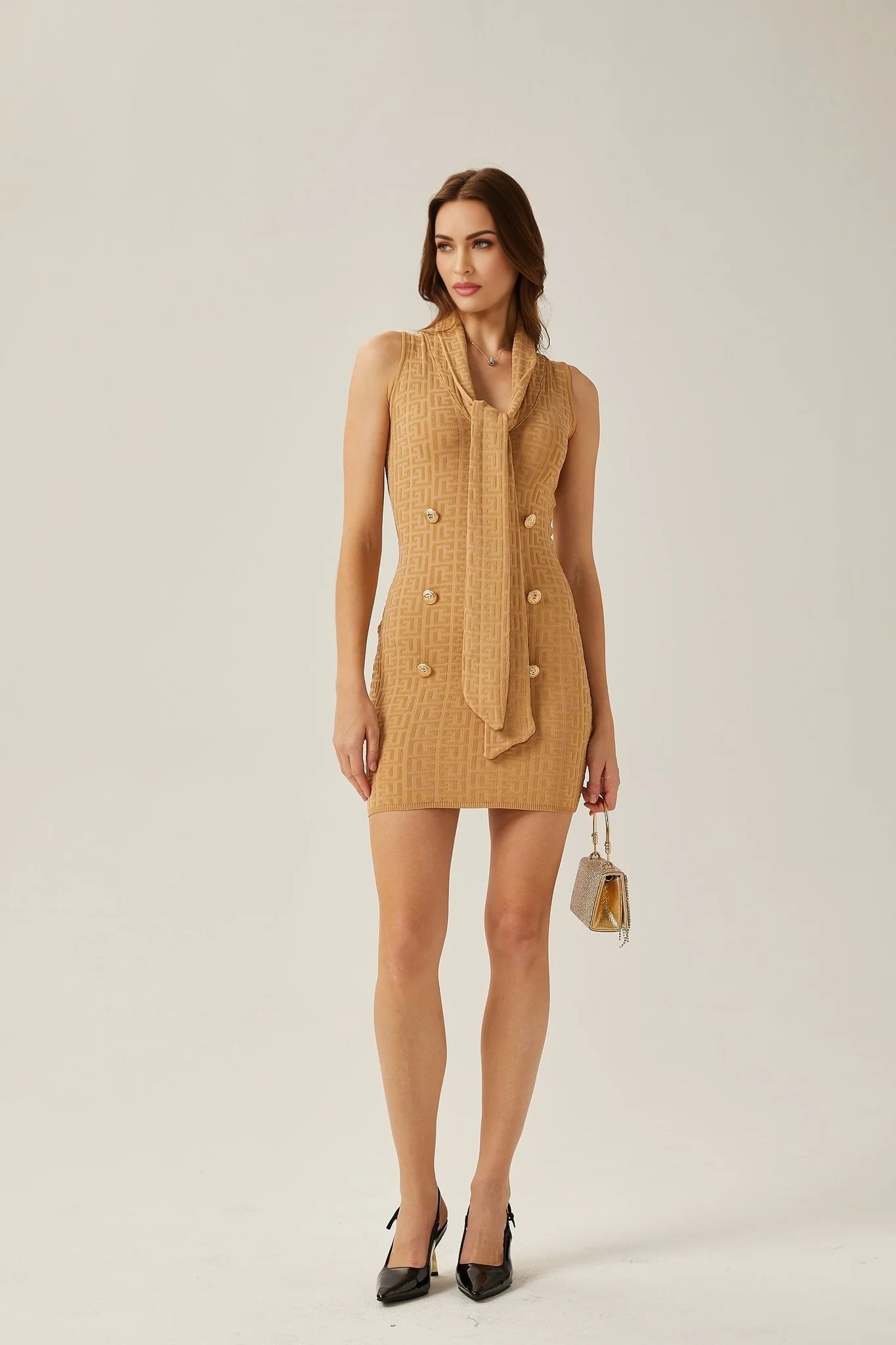 Aimée shawlcollar knitted mini dress
