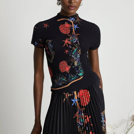 Ainsley Black Knit Skirt Top Set