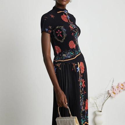 Ainsley Black Knit Skirt Top Set