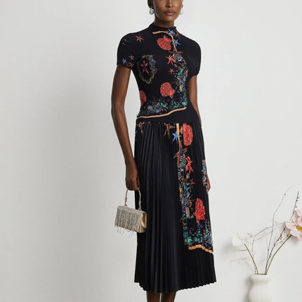 Ainsley Black Knit Skirt Top Set