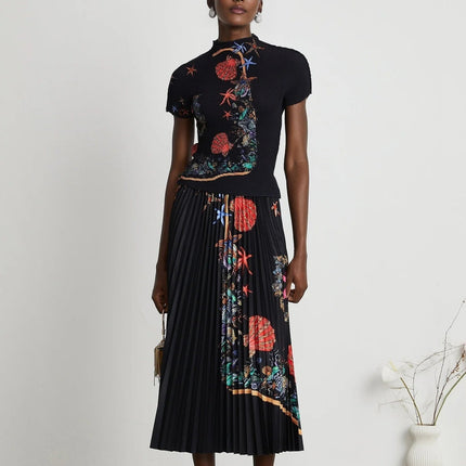 Ainsley Black Knit Skirt Top Set