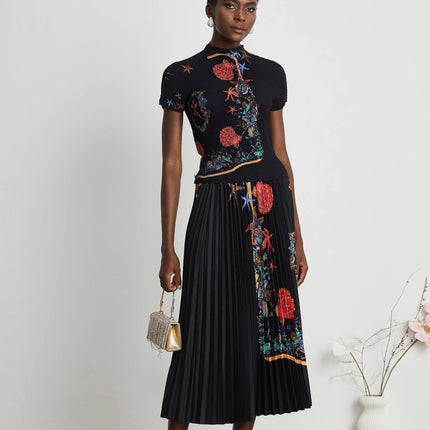 Ainsley Black Knit Skirt Top Set